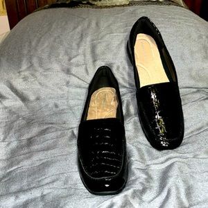 Easy Spirit black patent leather loafers.